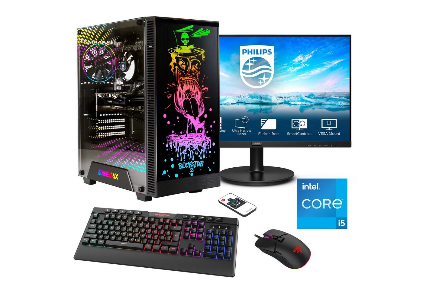 Hyrican Rockstar SET02440 Gaming-PC-Komplettsystem (27, Intel® Core i5 13600KF, RTX 4060Ti (16GB), 32 GB RAM, 2000 GB SSD, DDR5, Windows 11, inklusive 27" Monitor Philips 271V8LA)" von Hyrican