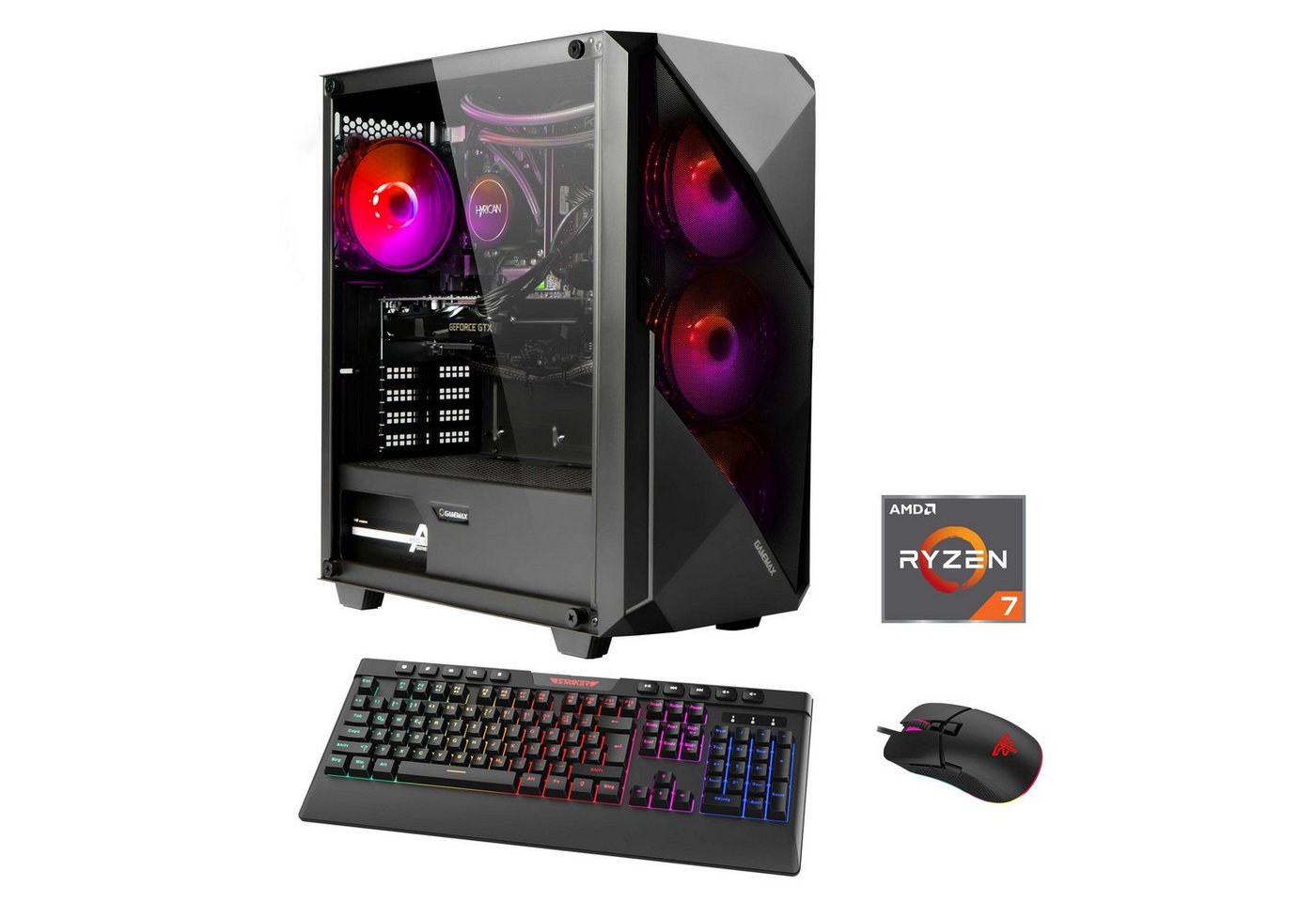 Hyrican Striker 7146 Gaming-PC (AMD Ryzen 7 7700X, RTX 4060, 16 GB RAM, 1000 GB SSD, Wasserkühlung, DDR5, PCIe SSD Gen4, Windows 11) von Hyrican