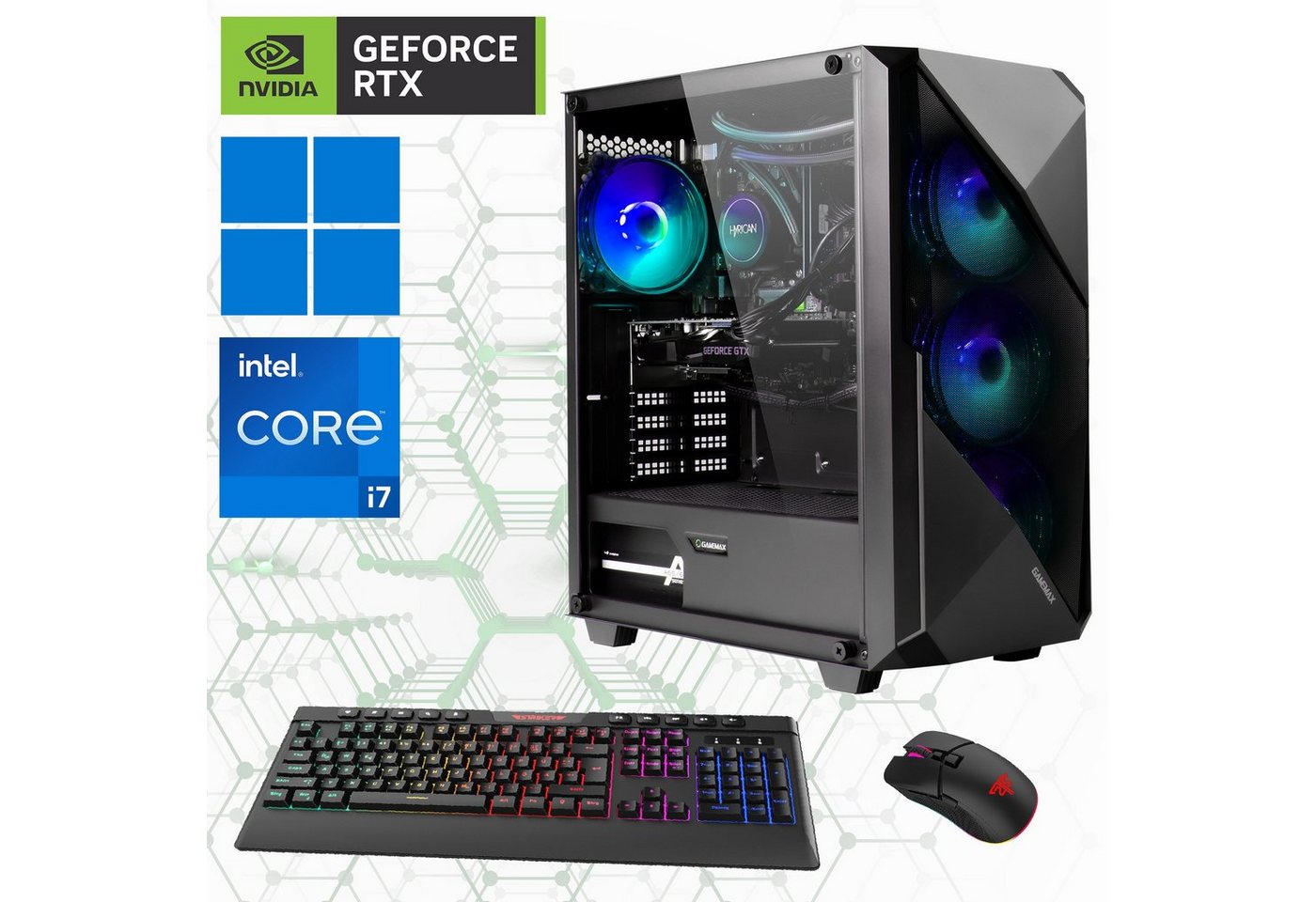 Hyrican Striker 7217 Gaming-PC (Intel® Core i7 14700KF, RTX 4070 Ti Super, 32 GB RAM, 2000 GB SSD, Wasserkühlung, DDR5-RAM, PCIe SSD Gen4, Windows 11) von Hyrican