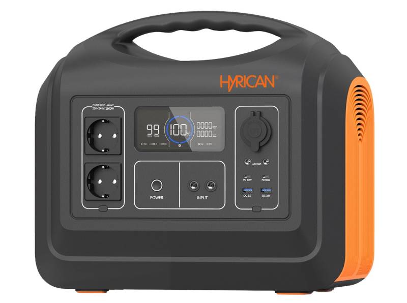 Hyrican UPP-1800, 1800 Watt, 1488 Wh, LiFePO4, tragbarer Akku/Batterie Powerstation für Camping, Garten, Reisen 465000 mAh, mobiles Ladezentrum für Not-& Stromversorgung von Hyrican