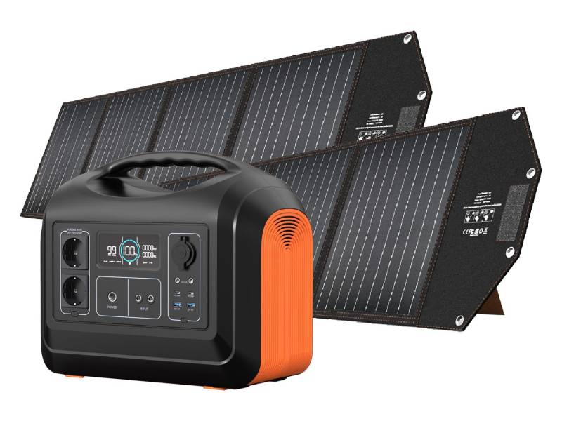Hyrican UPP-1800 Kit 1800Watt, 1488 Wh, LiFePO4, tragbarer Akku/Batterie Powerstation inkl. 2x200W Solarpanels mobil/faltbar, für Camping, Garten, Reisen 465000 mAh, mobiles Ladezentrum für Not-& Stromversorgung von Hyrican