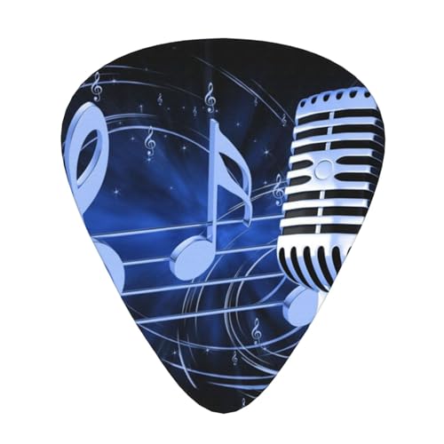 Mikrofon mit Musiknoten 12er-Pack Gitarrenplektren Set - Einzigartige einseitig bedruckte Plektren mit ABS-Material für Akustik-, E-Gitarren & Ukulelen Mikrofon mit Musiknoten 12er-Pack Gitarrenplektren Set - Einzigartige einseitig bedruckte Plektren mit ABS-Material für Akustik-, E-Gitarren & Ukulelen von Hysdpuzk