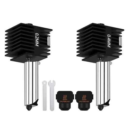 HysiPrui 2 Packs 3D Drucker zusammengebauter Extruder Hotend Kit für Bambu Lab A1 Mini/A1- Heißes Ende/Druckkopf Ersatz mit 0.4mm und 0.2 gehärteter Stahldüse, Kühlunterbrechung, Kühlkörper von HysiPrui