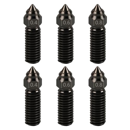 HysiPrui 3D Drucker Extruder Hotend Düse Kit mit eingeschlossenen 2pcs 0.4mm O2pcs 0.6mm O2pcs 0.8mm gehärteten Stahldüsen, für Creality K1/K1 Max/Ender 3 V3 KE von HysiPrui