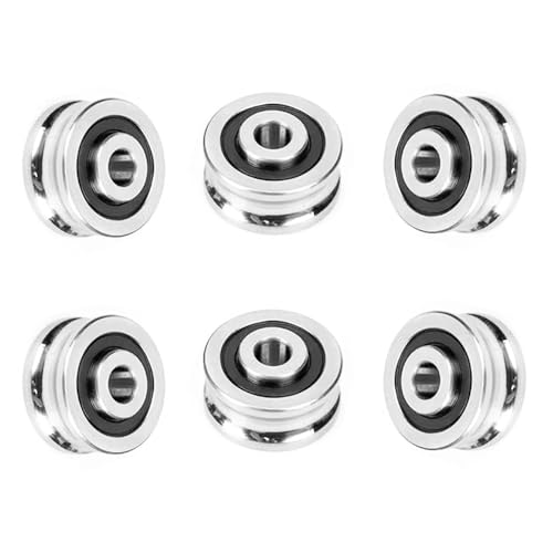 HysiPrui 6 Stück SG15 U-Groove Track Guide Lager Riemenscheibe Runde Lager Unten 3D-Drucker Zubehör für Kobra 2/2 Pro/2 Plus/2 Max, Neptune 4 Pro/4 Plus/4 Max, Ender 3 V3 Se von HysiPrui