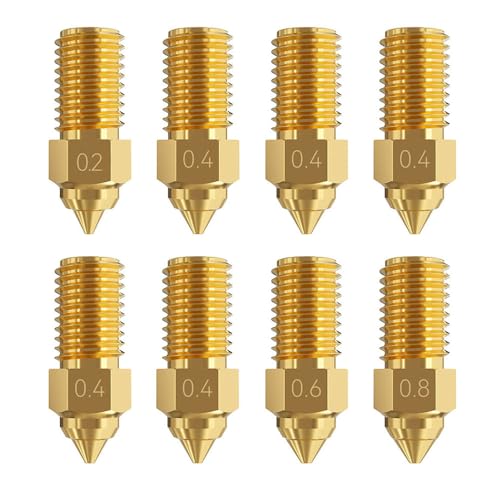 HysiPrui Drucker-Extruder-Düse-Kit-Kit-eingeschlossene 5pcs 0.4mm Messing-Düsen +1pc 0.2mm +1pc 0.6mm+1pc 0.8mm, hohe Temperatur für Ender 3 V3 SE/Ender 5 S1/Ender 7 von HysiPrui