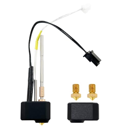 HysiPrui Hotend Hot End montierter Extruder Druckkopf Kit für Prusa i3 MK4 XL- 3D Drucker Hotend Ersatz mit 2PCS 0.4mm Messing Düse und 1PC Silikon Socke, Thermistor, Heizer Patrone Heat Block von HysiPrui