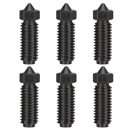 HysiPrui 3D Drucker Kobra 3/Kobra S1 Extruder Hotend Düse Kit, eingeschlossen 3pcs 0.4mm+1pc 0.2mm+1pc 0.6mm+1pc 0.8mm gehärtete Stahldüsen, Düsen Ersatz für Anycubic Kobra 3 Combo von HysiPrui