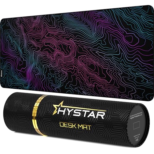 Hystar Erweitertes Gaming-Mauspad, 5 mm dick, wasserdichte Oberfläche, glattes Polyestergewebe und Unterseite aus Naturkautschuk, Mainframe (Dark, XXXL 114,3 x 50,8 cm) von Hystar