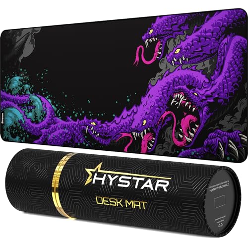 Hystar Erweitertes Gaming-Mauspad, 5 mm dick, wasserdichte Oberfläche, glattes Polyestergewebe und Unterseite aus Naturkautschuk, Mythic Hydra (XXL 91,4 x 40,6 cm) von Hystar