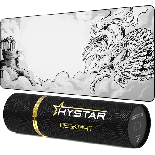 Hystar Erweitertes Gaming-Mauspad, 5 mm dick, wasserdichte Oberfläche, glattes Polyestergewebe und Unterseite aus Naturkautschuk, Mythic Pegasus (XXXL 114,3 x 50,8 cm) von Hystar