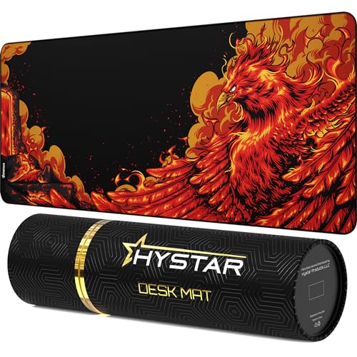Hystar Erweitertes Gaming-Mauspad, 5 mm dick, wasserdichte Oberfläche, glattes Polyestergewebe und Unterseite aus Naturkautschuk, Mythic Phoenix (XXL 91,4 x 40,6 cm) von Hystar