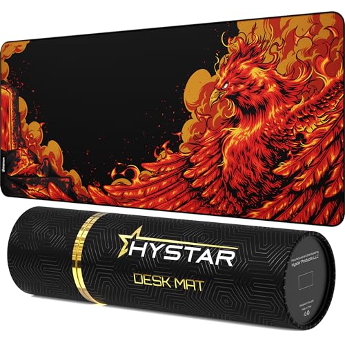 Hystar® Erweitertes Gaming-Mauspad, XXL, 91,4 x 40,6 cm, 5 mm dick, wasserdichte Oberfläche, glattes Polyestergewebe und Unterseite aus Naturkautschuk, Mythic Phoenix von Hystar