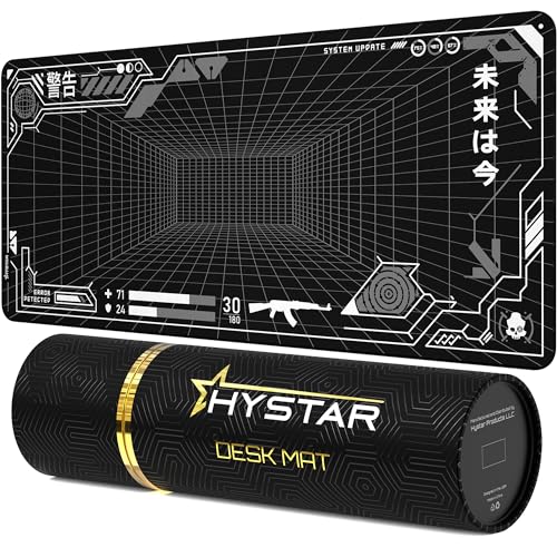 Hystar® Erweitertes Gaming-Mauspad, XXL, 91,4 x 40,6 cm, 5 mm dick, wasserdichte Oberfläche, glattes Polyestergewebe und Unterseite aus Naturkautschuk, Mainframe (dunkel) von Hystar