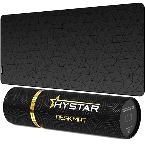 Hystar® Erweitertes Gaming-Mauspad, XXL, 91,4 x 40,6 cm, 5 mm dick, wasserdichte Oberfläche, glattes Polyestergewebe und Unterseite aus Naturkautschuk, Poly-Schwarz von Hystar