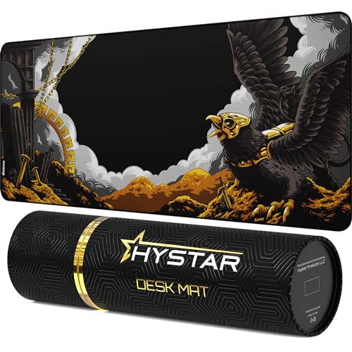 Hystar Erweitertes Gaming-Mauspad | 5 mm dicke, wasserdichte Oberfläche, glattes Polyestergewebe und Naturkautschuk-Basis | Mythic Griffin (XXL 91,4 x 40,6 cm) von Hystar
