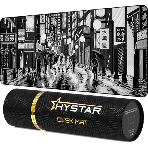Hystar Gaming-Mauspad, weiche strukturierte Stoffoberfläche, wasserabweisender Stoff, 5 mm dick, Bonus Silikon Getränkeuntersetzer, langlebige Box für Transport, Retro Tokyo Design (Schwarz und Weiß) Hystar Gaming-Mauspad, weiche strukturierte Stoffoberfläche, wasserabweisender Stoff, 5 mm dick, Bonus Silikon Getränkeuntersetzer, langlebige Box für Transport, Retro Tokyo Design (Schwarz und Weiß) von Hystar