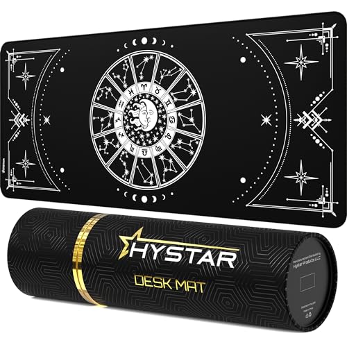 Hystar Gaming-Mauspad, weiche strukturierte Stoffoberfläche, wasserabweisender Stoff, 5 mm dick, Bonus Silikon Getränkeuntersetzer, langlebige Box für Transport, Sternzeichen Design (dunkel) von Hystar