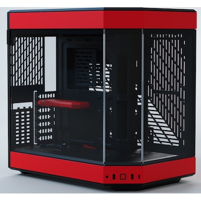 HYTE Y60 Red/Black Zweikammer ATX Midi Tower Gehäuse  Seitenfenster von Hyte