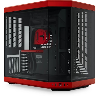 HYTE Y70 Zweikammer ATX Midi Tower Gaming Gehäuse Rot mit Glasfenster von Hyte