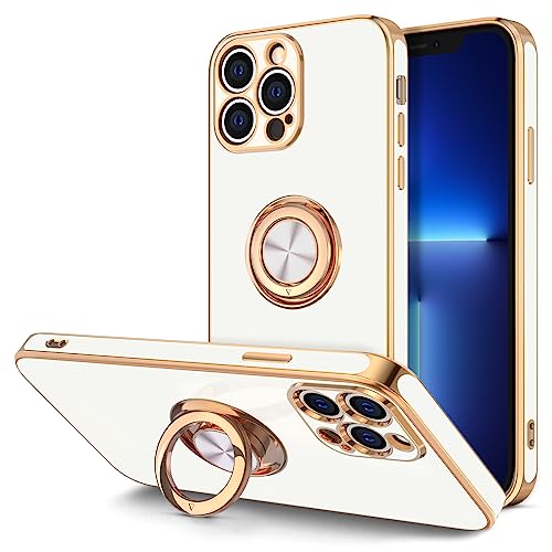 Hython Hülle für iPhone 13 Pro Hülle mit Ringständer, 360° Drehbarer Ringhalter Magnetischer Kickstand, Plating Rose Gold Weich TPU Bumper Kameraschutz Stoßfest Schutzhülle Handyhüllen Cover, Weiß Hython Hülle für iPhone 13 Pro Hülle mit Ringständer, 360° Drehbarer Ringhalter Magnetischer Kickstand, Plating Rose Gold Weich TPU Bumper Kameraschutz Stoßfest Schutzhülle Handyhüllen Cover, Weiß von Hython