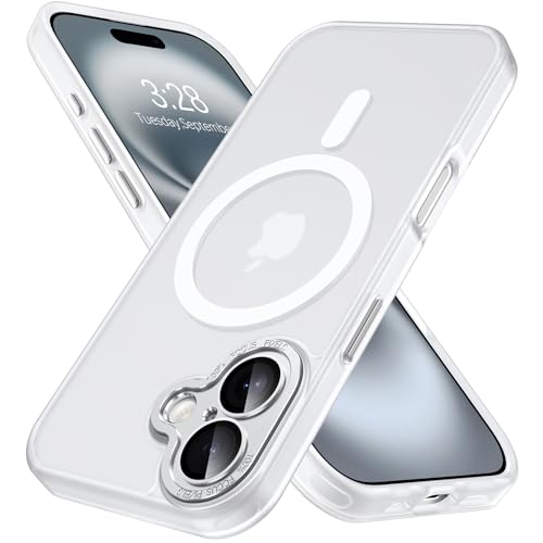 Hython Magnetische Schutzhülle für iPhone 16 Plus, mit Kameraobjektivschutz, durchscheinend, matt, kompatibel mit MagSafe, dünn, schlank, stoßfest, Stoßfänger-Schutzhülle für Damen und Herren, mattes Hython Magnetische Schutzhülle für iPhone 16 Plus, mit Kameraobjektivschutz, durchscheinend, matt, kompatibel mit MagSafe, dünn, schlank, stoßfest, Stoßfänger-Schutzhülle für Damen und Herren, mattes von Hython
