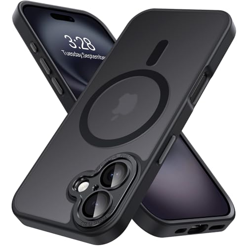 Hython Magnetische Schutzhülle für iPhone 16 Plus, mit Kameraobjektivschutz, durchscheinend, matt, kompatibel mit MagSafe, dünn, schlank, stoßfest, Stoßfänger-Schutzhülle für Damen und Herren, mattes Hython Magnetische Schutzhülle für iPhone 16 Plus, mit Kameraobjektivschutz, durchscheinend, matt, kompatibel mit MagSafe, dünn, schlank, stoßfest, Stoßfänger-Schutzhülle für Damen und Herren, mattes von Hython