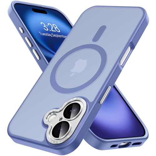 Hython Magnetische Schutzhülle für iPhone 16 Plus, mit Kameraobjektivschutz, lichtdurchlässig, matt, kompatibel mit MagSafe, dünn, dünn, stoßfest, Stoßfänger-Schutzhülle für Damen und Herren, Hellblau Hython Magnetische Schutzhülle für iPhone 16 Plus, mit Kameraobjektivschutz, lichtdurchlässig, matt, kompatibel mit MagSafe, dünn, dünn, stoßfest, Stoßfänger-Schutzhülle für Damen und Herren, Hellblau von Hython