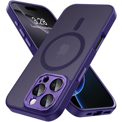 Hython Magnetische Schutzhülle für iPhone 16 Pro, mit Kameraobjektivschutz, durchscheinende matte Handyhüllen [kompatibel mit MagSafe], dünne, schlanke, stoßfeste Stoßfänger-Schutzhülle für Damen und von Hython