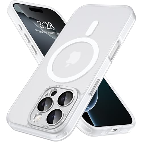 Hython Magnetische Schutzhülle für iPhone 16 Pro, mit Kameraobjektivschutz, durchscheinende matte Handyhüllen [kompatibel mit MagSafe], dünne, schlanke, stoßfeste Stoßfänger-Schutzhülle für Damen und von Hython
