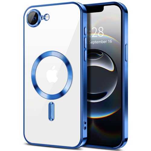 Hython Magnetische transparente Schutzhülle für iPhone 16e, mit Kameraobjektivschutz, kompatibel mit MagSafe, luxuriöse, dünne weiche TPU-Abdeckung, Schutzhülle für iPhone 16e 6,1 Zoll, Dunkelblau Hython Magnetische transparente Schutzhülle für iPhone 16e, mit Kameraobjektivschutz, kompatibel mit MagSafe, luxuriöse, dünne weiche TPU-Abdeckung, Schutzhülle für iPhone 16e 6,1 Zoll, Dunkelblau von Hython