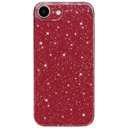 Hython Schutzhülle für iPhone 16e, Glitzer, niedlich, glitzernd, glänzend, glitzernd, 15,5 cm (6,1 Zoll), dünn, schmale Passform, weicher TPU-Stoßdämpfer, stoßfest, Gummi-Schutzhülle für Damen von Hython