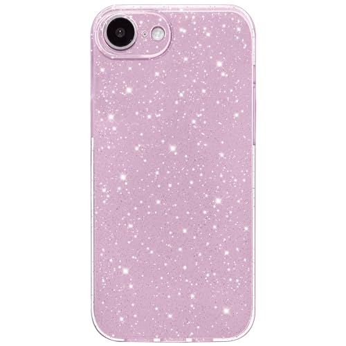 Hython Schutzhülle für iPhone 16e, Glitzer, niedlich, glitzernd, glänzend, glitzernd, 15,5 cm (6,1 Zoll), dünn, schmale Passform, weicher TPU-Stoßdämpfer, stoßfest, Gummi-Schutzhülle für Damen und von Hython