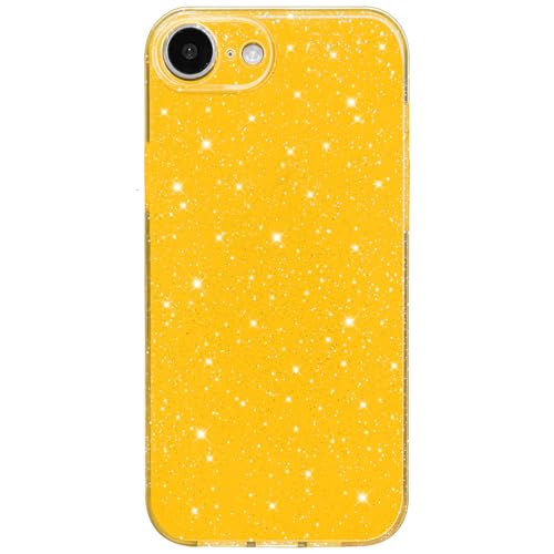 Hython Schutzhülle für iPhone 16e, Glitzer, niedlich, glitzernd, glänzend, glitzernd, 15,5 cm (6,1 Zoll), dünn, schmale Passform, weicher TPU-Stoßdämpfer, stoßfest, Gummi-Schutzhülle für Damen von Hython