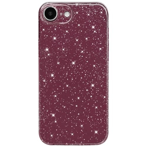 Hython Schutzhülle für iPhone 16e, Glitzer, niedlich, glitzernd, glänzend, glitzernd, 15,5 cm (6,1 Zoll), dünn, schmale Passform, weicher TPU-Stoßdämpfer, stoßfest, Gummi-Schutzhülle für Damen von Hython