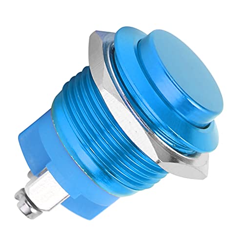 16-mm-Drucktastenschalter aus Metall, Wasserdicht, Edelstahl, Selbstrückstellend, 220 V, Einfache Installation für Feuchte Umgebungen (BLUE) von Hyuduo