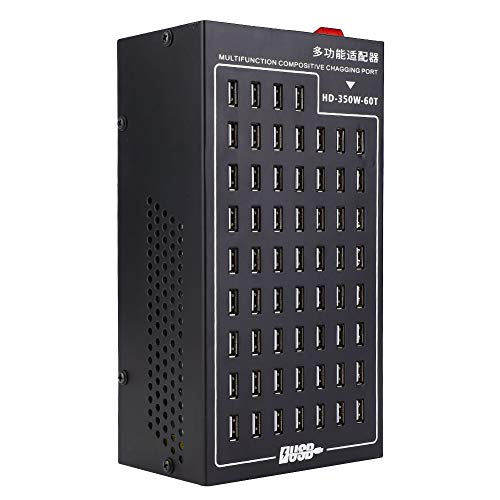 60-Port USB Ladegerät, Multifunktions USB Ladestation 5V 2A Ladeanschluss für Telefon EU-Stecker 220V 350W, inklusive Netzkabel und Gummipad von Hyuduo