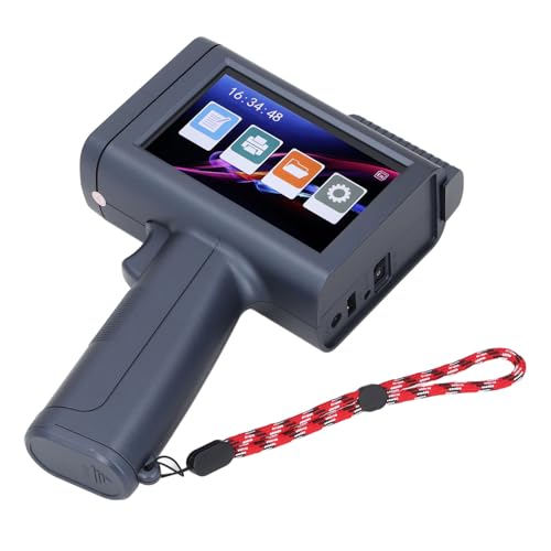 Hyuduo Intelligenter Tragbarer Tintenstrahldrucker, 4,3-Zoll-Farb-HD-LED-Touchscreen-600-dpi-Drucker mit Patrone für Text, 2D-Code, Barcode mit Smartphone-ähnlicher Benutzererfahrung von Hyuduo