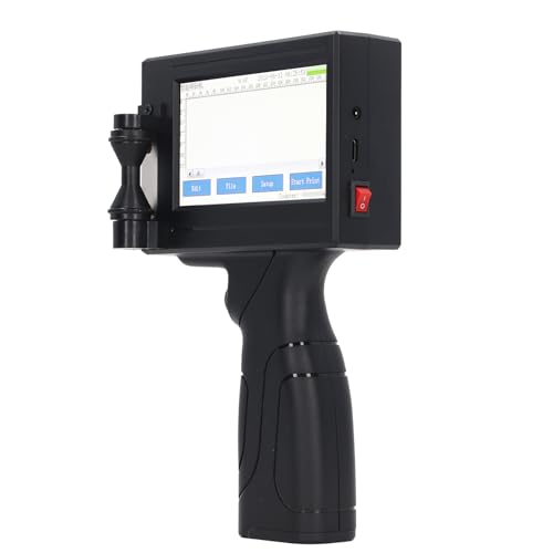 Hyuduo Mini-Tintenstrahldrucker, Intelligenter HD-Touchscreen-Handdrucker mit Komfortablem Griff für Verschiedene Druckvorgänge (EU-Stecker) von Hyuduo