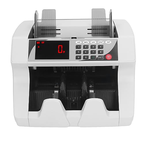 Mini-Geldzählmaschine für Gewerbliche Geldscheine mit LCD-Alarm, Genaues Zählen, Einfache Erkennung, 1000 Geldscheine/Minute, Geeignet für Supermärkte (EU-Stecker) von Hyuduo