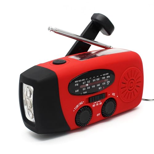 Tragbares Solar-Kurbelradio mit Taschenlampe, FM-Kurbelradio, wiederaufladbar über USB, AM/FM, Wetter- und SOS-Alarm, Notfall-Kurbelradio für Zuhause, Camping und Wandern Rot Tragbares Solar-Kurbelradio mit Taschenlampe, FM-Kurbelradio, wiederaufladbar über USB, AM/FM, Wetter- und SOS-Alarm, Notfall-Kurbelradio für Zuhause, Camping und Wandern Rot von Hyunlai