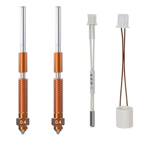 HzdaDeve 0.4MM integrierte gehärtete Stahldüsen Quick-Swap Titanlegierung High Flow High Speed Düsen mit keramischer Heizungskartusche Thermistor für Creality K1C/K1 Max von HzdaDeve