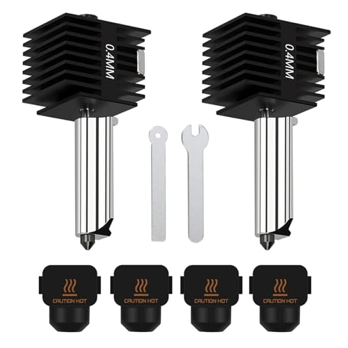 HzdaDeve 2-Pack A1 Mini/A1 Hotend Druckkopf Hot End Kit Extruder Upgrade Hochtemperatur 0.4MM gehärtete Stahldüse Ersatz mit 4PCS Silikon Abdeckung Socke für Bambu Labor 3D Drucker Zubehör von HzdaDeve