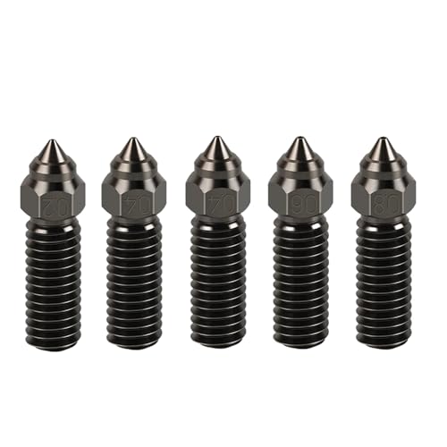 HzdaDeve Gewinde gehärtete Düsen 0.4MM 0.2MM 0.6MM 0.8MM Edelstahl Düsen High Flow Verschleißfeste Extruder Düse für Creality K1/K1 Max/Ender 3 V3 KE (5PCS) von HzdaDeve