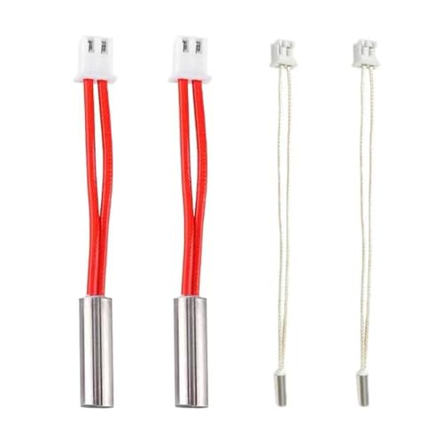 HzdaDeve Heizpatrone für Elegoo Neptune 4 Hochtemperatur Sensor Heizrohr 24V 50W Thermistor NTC 100K 3950 für Neptune 4 Pro 3D Drucker Hotend Zubehör Ersatz (4-Pack) von HzdaDeve