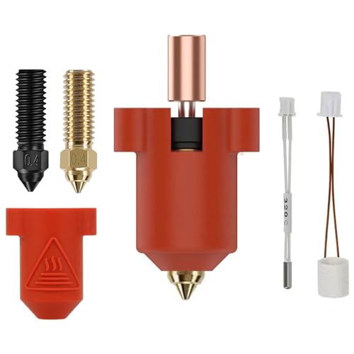 HzdaDeve Keramik Hotend Kit für Ender 3 V3 KE/K1/K1 Max Hot End High Thermal Leitfähigkeit Druckkopf Heizung Block Hochtemperatur Heizpatrone mit Extra Silikon Abdeckung gehärtete Düse Für Creality von HzdaDeve
