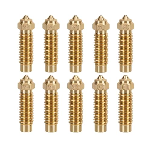 HzdaDeve Vulkandüsen für Elegoo Neptune 4 Max/Plus M6 Extruderdüse 0.4MM 0.6MM 0.8MM 1.0MM Gewinde Messing Düsen Drucker Kopf Düsen Hotend Extruder Zubehör 3D Drucker (10 Pack) von HzdaDeve