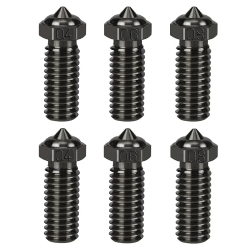 HzdaDeve gehärtete Düsen Edelstahl Düsen Hochtemperatur spitze verschleißfeste Düse 0.4MM 0.6MM 0.8MM Gewindedruckkopf für R QIDI Q1 Pro/X-SMART3/X-PLUS/X-MAX3 3D Drucker (6-Pack) von HzdaDeve
