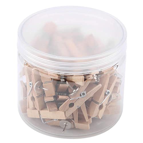 50Pcs Push Pin Clips, Pinnnadeln mit Holzklammern Reißzwecken für Cork Boards Kunstwerke Notizen Fotos Büros und Wohnungen von Hztyyier