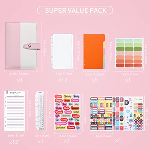 Budgetplaner Finanzplaner Binder mit Geldumschlägen Organisation und Vielseitigen Taschen, für Schule und Reisen, Ledermaterial (YMX-011-Nähte vertikales Modell-blau+weiß) von Hztyyier